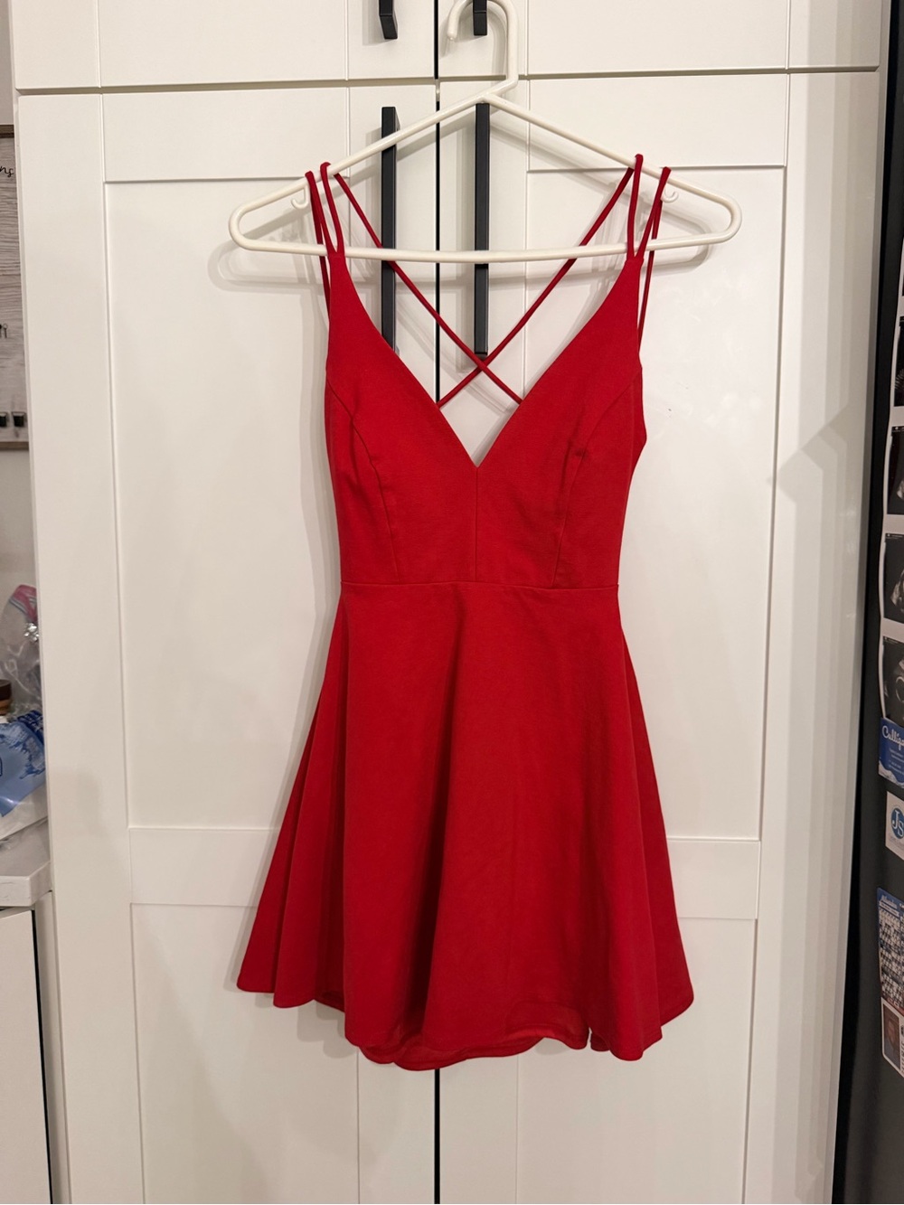 Lulu's Red V-Neck Crisscross Mini Dress - Picture 1 of 4